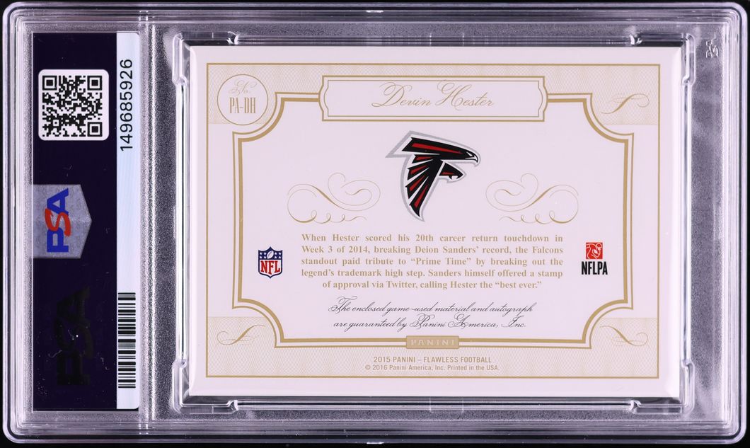 2015 Panini Flawless Gold Devin Hester PATCH AUTO /10 #PA-DH PSA 9 MINT - Photo 2
