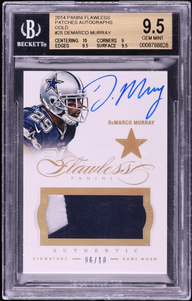 2014 Panini Flawless Gold Demarco Murray PATCH AUTO /10 #28 BGS 9.5 GEM MINT - Photo 1