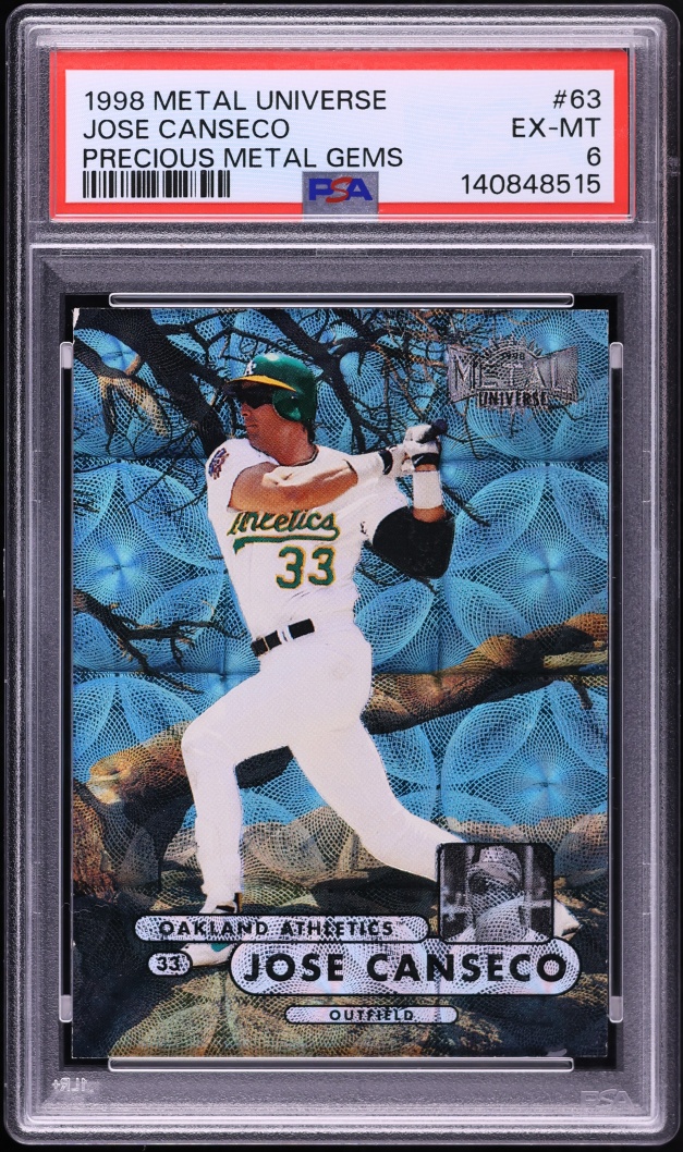 1998 Metal Universe Precious Metal Gems PMG Jose Canseco /50 #63 PSA 6 EXMT - Photo 1