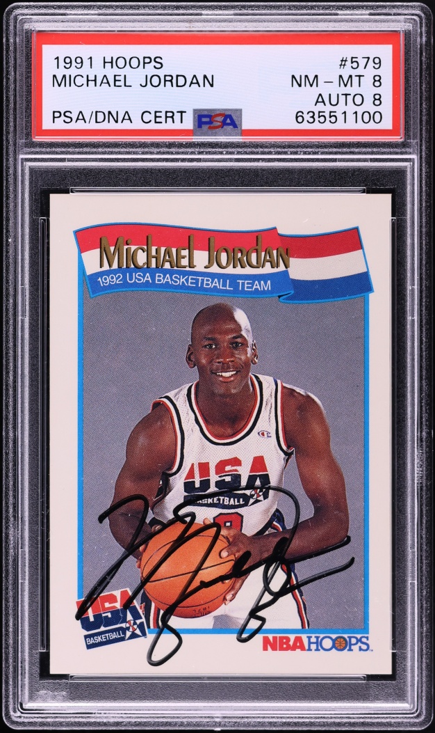 1991 Hoops USA Basketball Team Michael Jordan AUTO DNA 8 #579 PSA 8 NM-MT - Photo 1