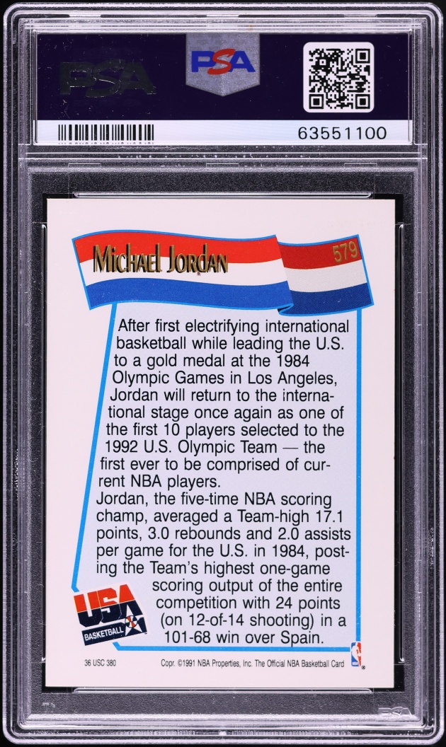 1991 Hoops USA Basketball Team Michael Jordan AUTO DNA 8 #579 PSA 8 NM-MT - Photo 2