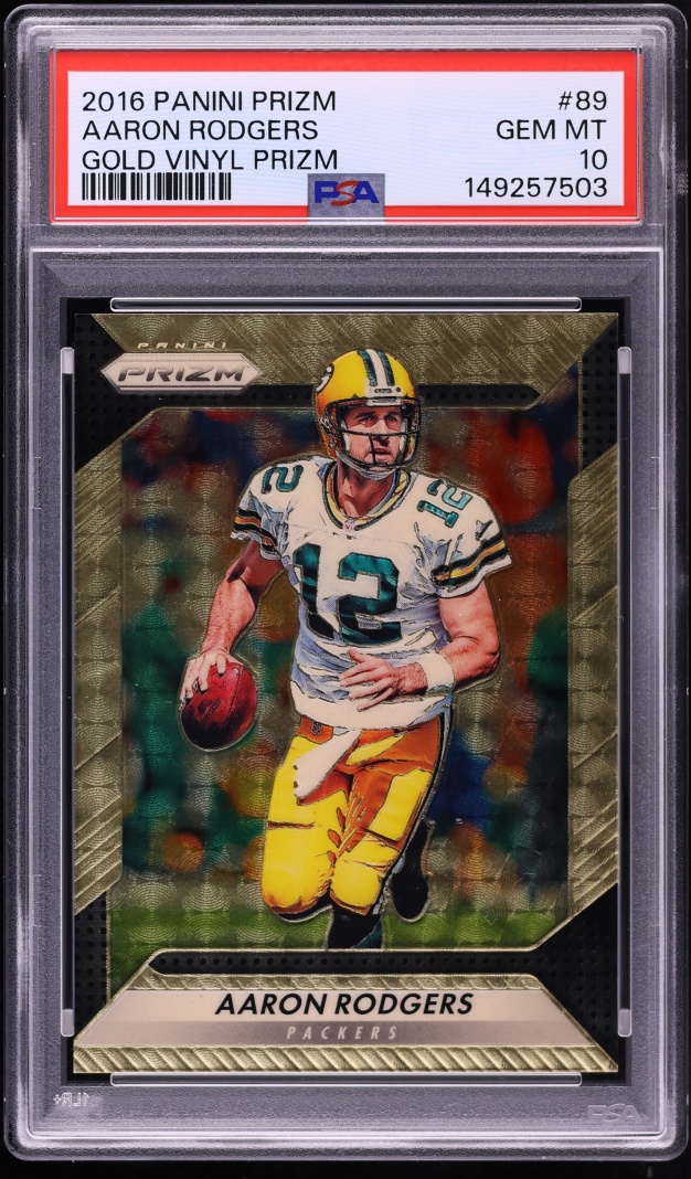 2016 Panini Prizm Gold Vinyl Aaron Rodgers 5/5 #89 PSA 10 GEM MINT - Photo 1