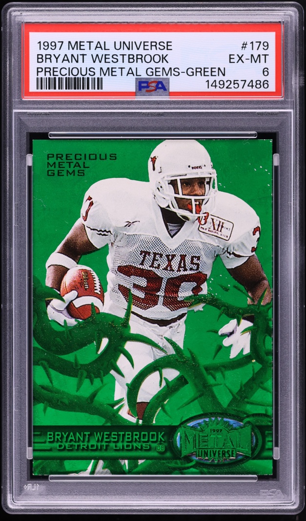 1997 Metal Universe Precious Metal Gems PMG Green Bryant Westbrook /150 #179 PSA 6 EXMT - Photo 1