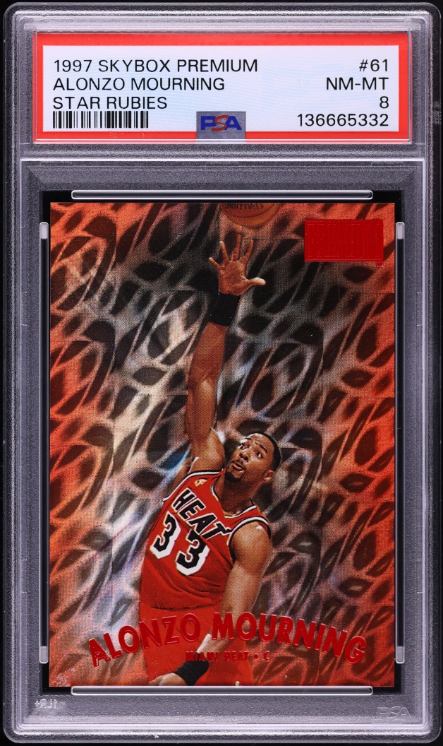 1997 Skybox Premium Star Rubies Alonzo Mourning /50 #61 PSA 8 NM-MT - Photo 1