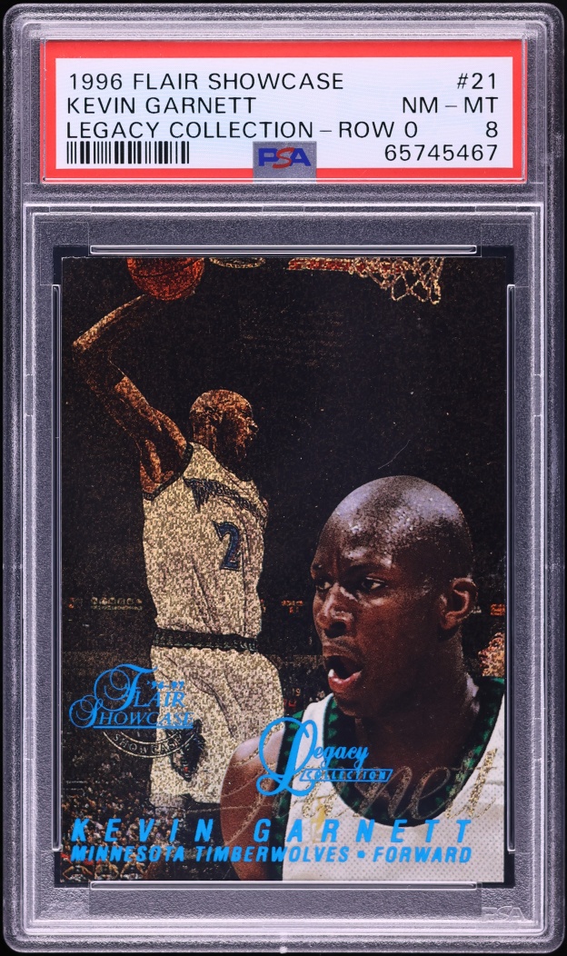 1996 Flair Showcase Legacy Collection Row 0 Kevin Garnett /150 #21 PSA 8 NM-MT - Photo 1