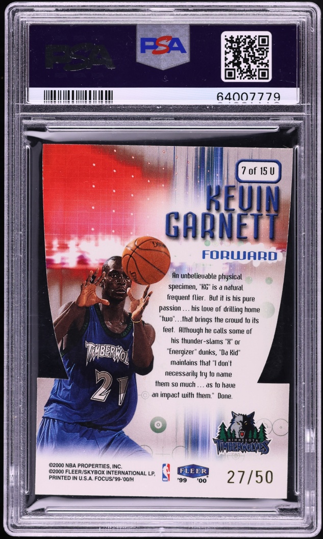 1999 Fleer Focus Soar Subjects Vivid Kevin Garnett /50 #7 PSA 8 NM-MT - Photo 2