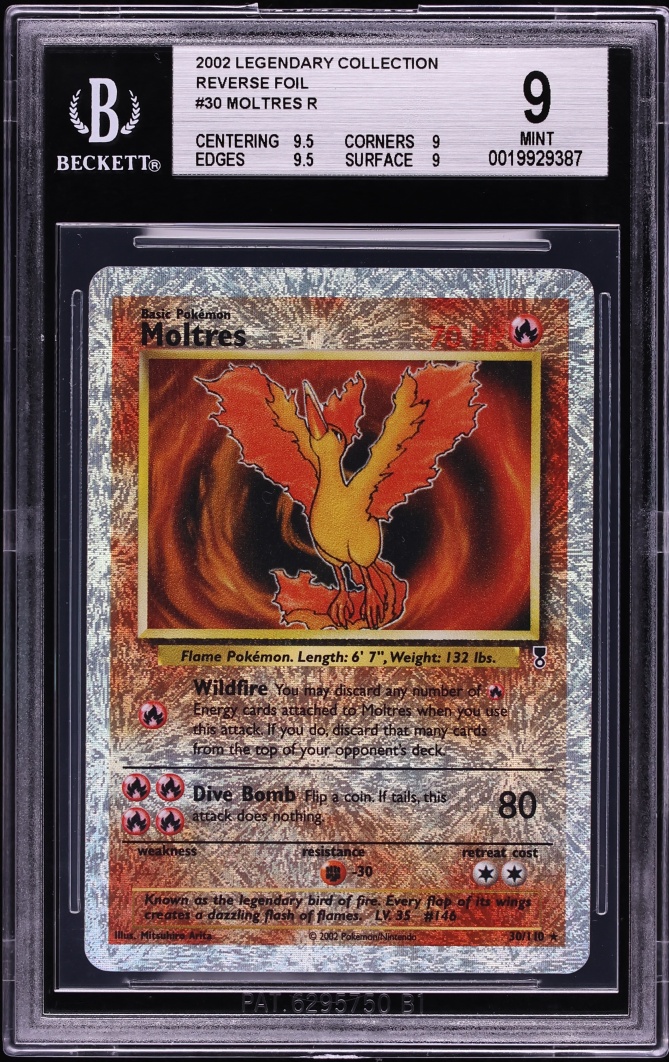 2002 Pokemon Legendary Collection Reverse Holo Moltres #30 BGS 9 MINT