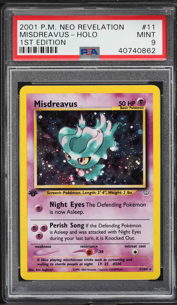 2001 Pokemon Neo Revelation 1st Edition Holo Misdreavus #11 PSA 9 MINT