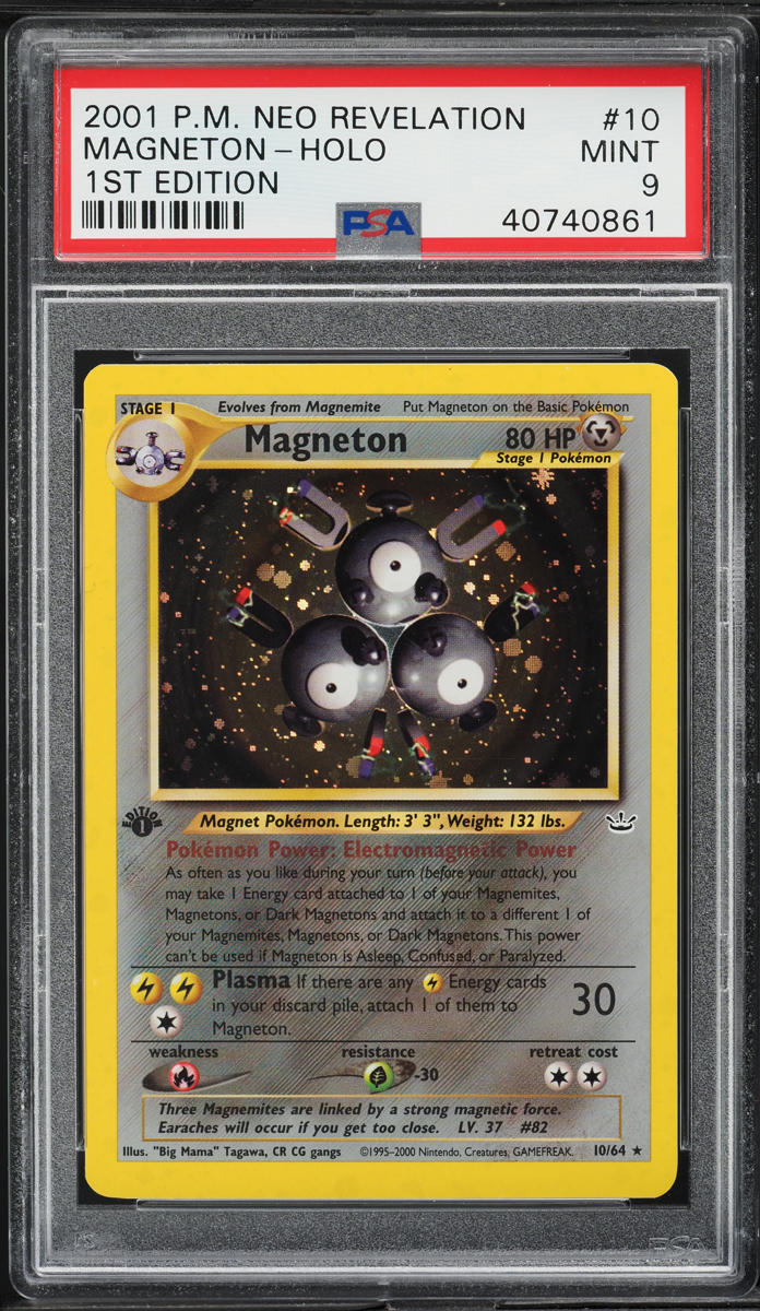 2001 Pokemon Neo Revelation 1st Edition Holo Magneton #10 PSA 9 MINT
