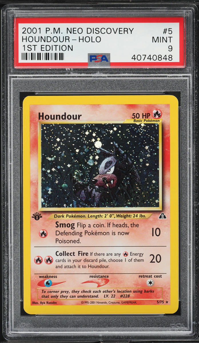 2001 Pokemon Neo Discovery 1st Edition Holo Houndour #5 PSA 9 MINT