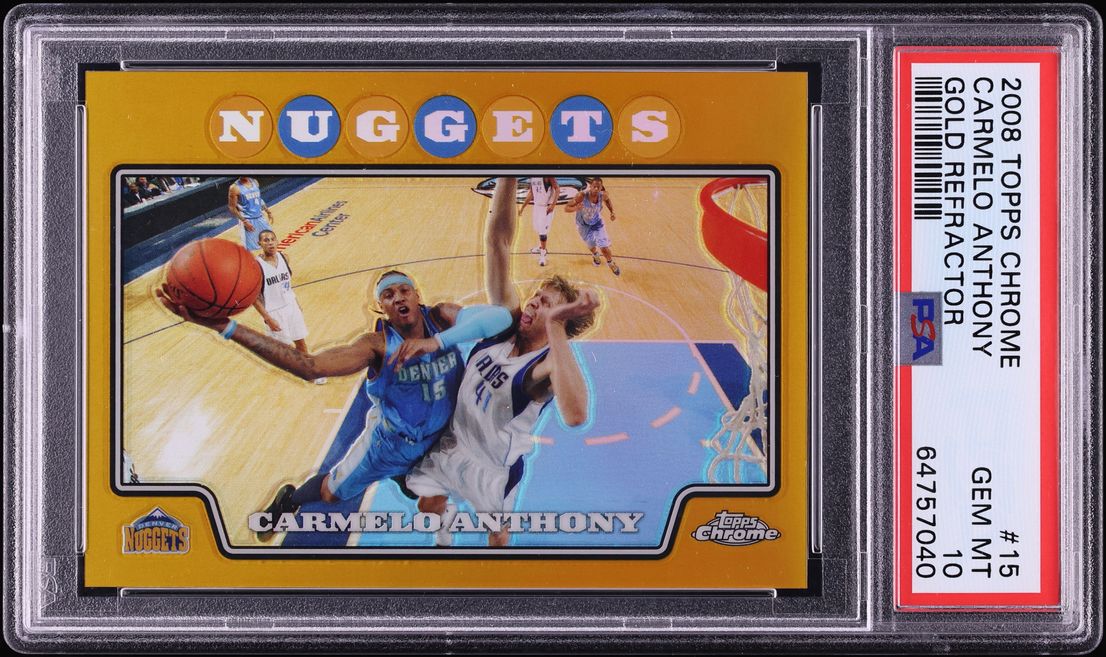2008 Topps Chrome Gold Refractor Carmelo Anthony /50 #15 PSA 10 GEM MINT - Photo 1