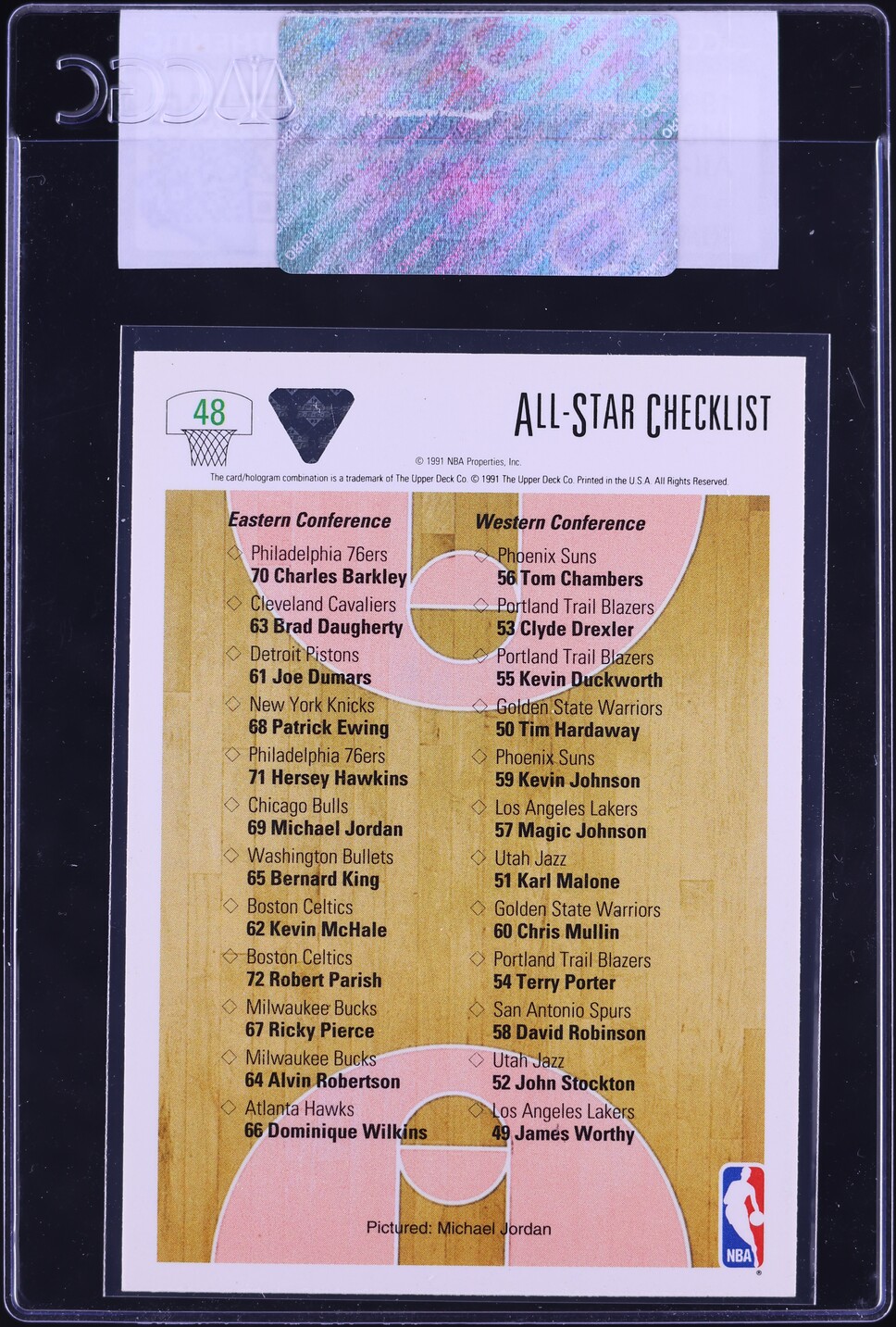 1991 Upper Deck All-Star Checklist Michael Jordan #48 CGC AUTH