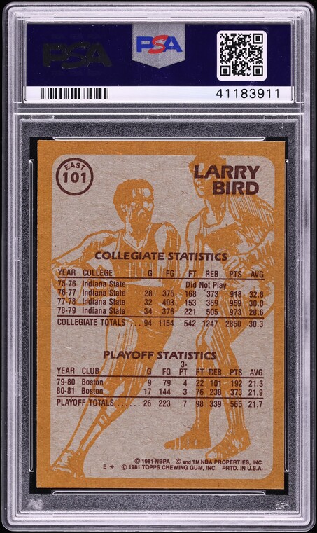 1981 Topps Basketball Larry Bird EAST #101 PSA 10 GEM MINT