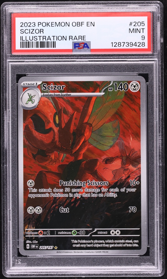 2023 Pokemon Scarlet & Violet Obsidian Flames IR Scizor #205 PSA 9 MINT