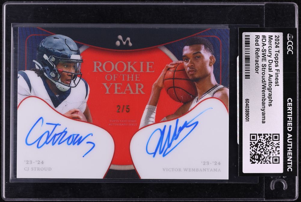 2024 Topps Mercury Dual Red C.J. Stroud Victor Wembanyama RC AUTO /5 CGC AUTH