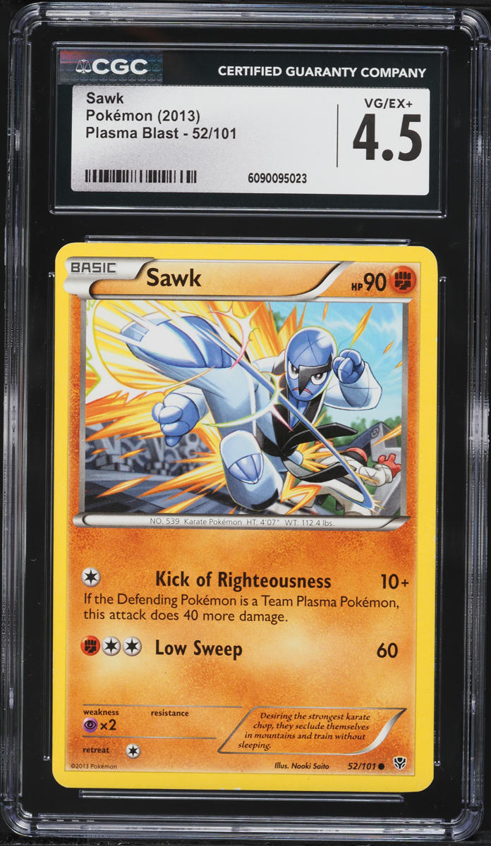2013 Pokemon Black & White Plasma Blast Sawk #52 CGC 4.5 VGEX+
