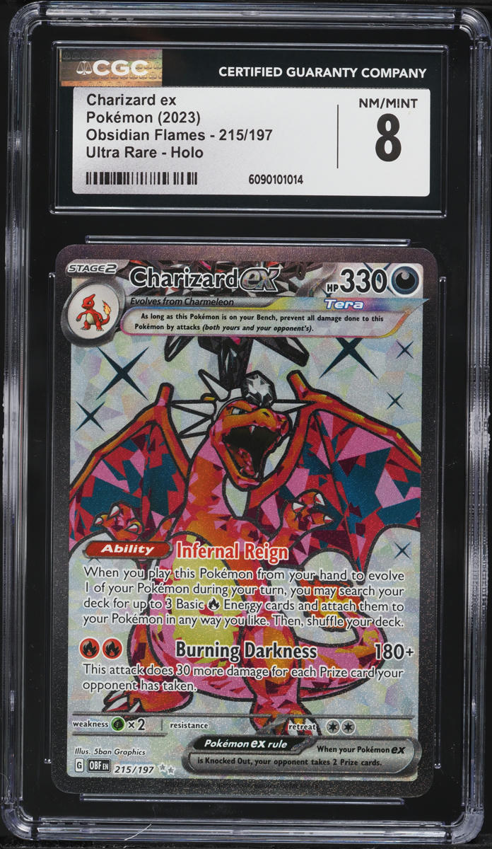 2023 Pokemon Scarlet & Violet Obsidian Flames Full Art Charizard ex #215 CGC 8 NM-MT