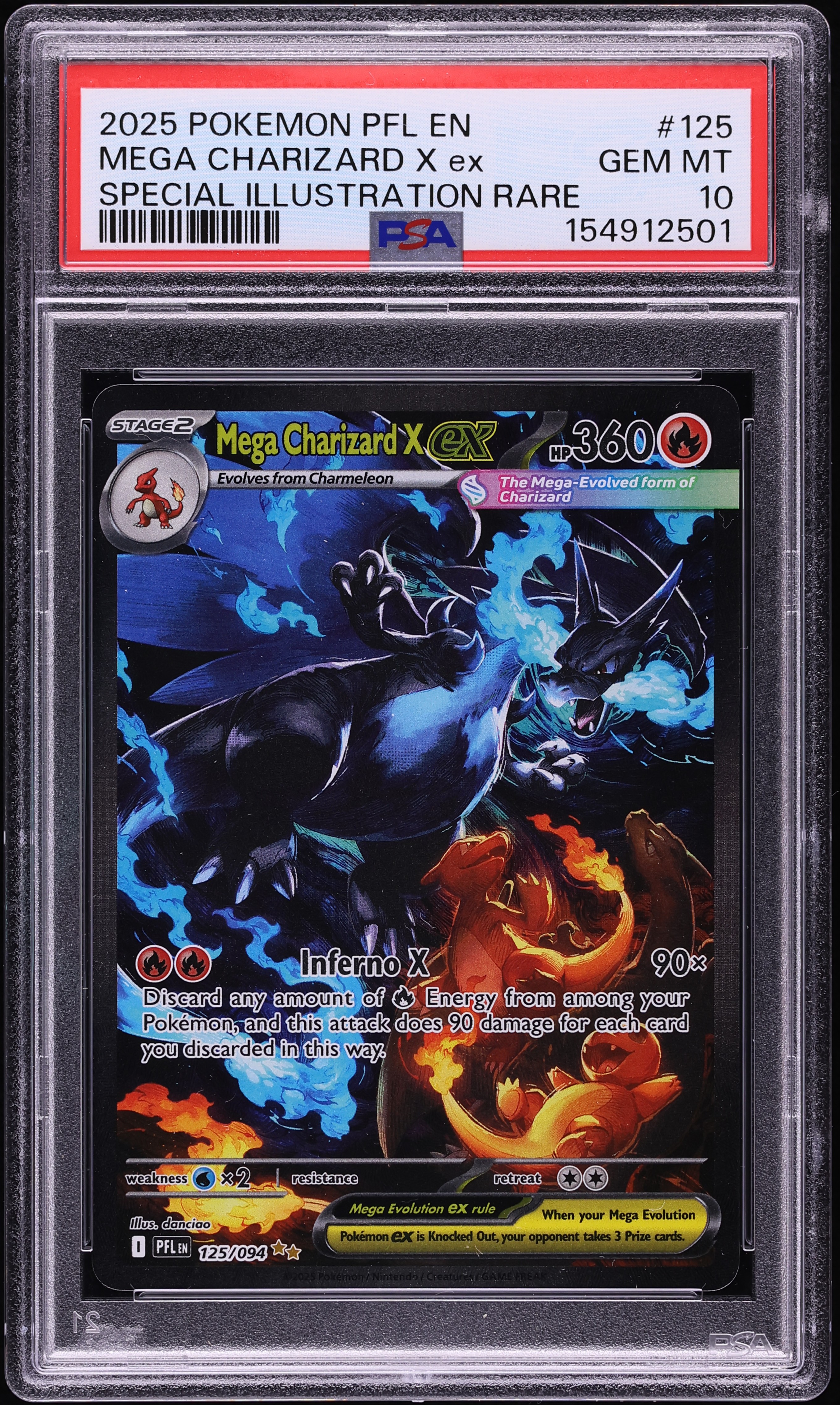 2025 Pokemon Mega Evolution Phantasmal Flames SIR Mega Charizard X Ex #125 PSA 10 GEM MINT