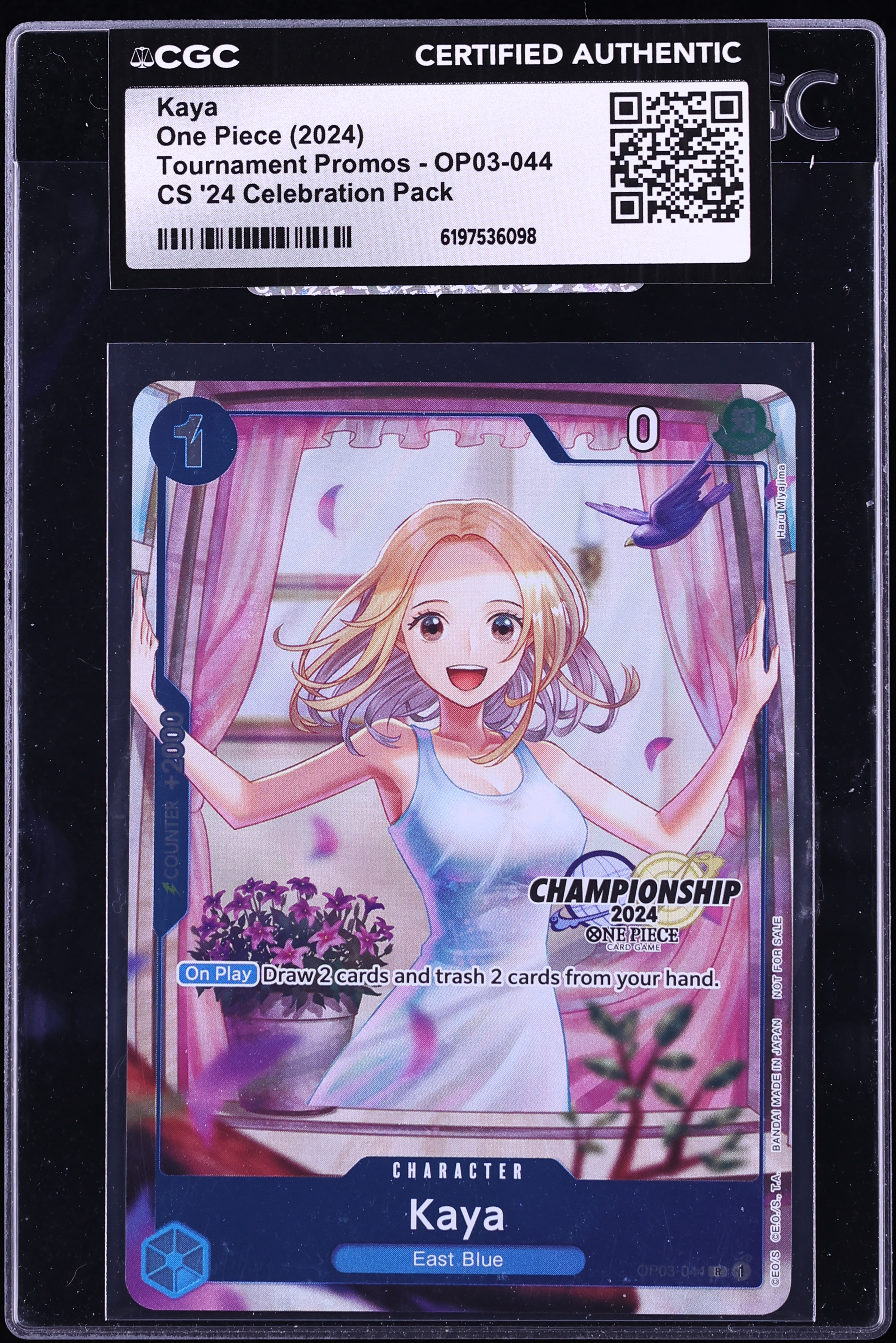 2024 One Piece Promo Championship '24 Celebration Pack Alt Art Kaya #OP03-044 CGC AUTH