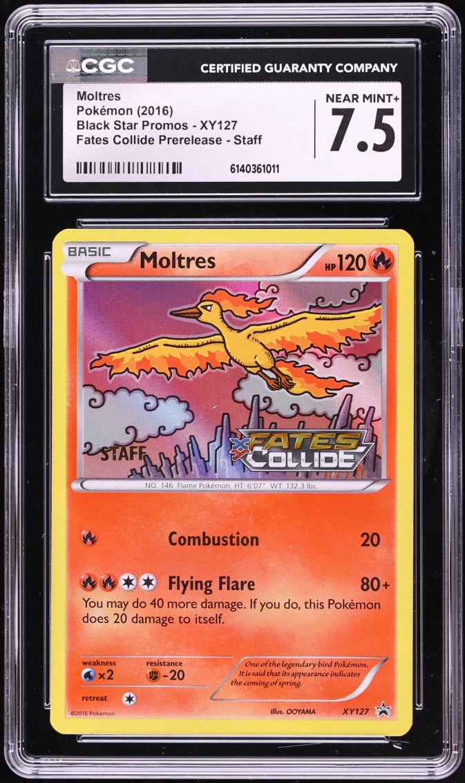 2016 Pokemon XY Promo Fates Collide Prerelease Staff Moltres #XY127 CGC 7.5 NRMT+