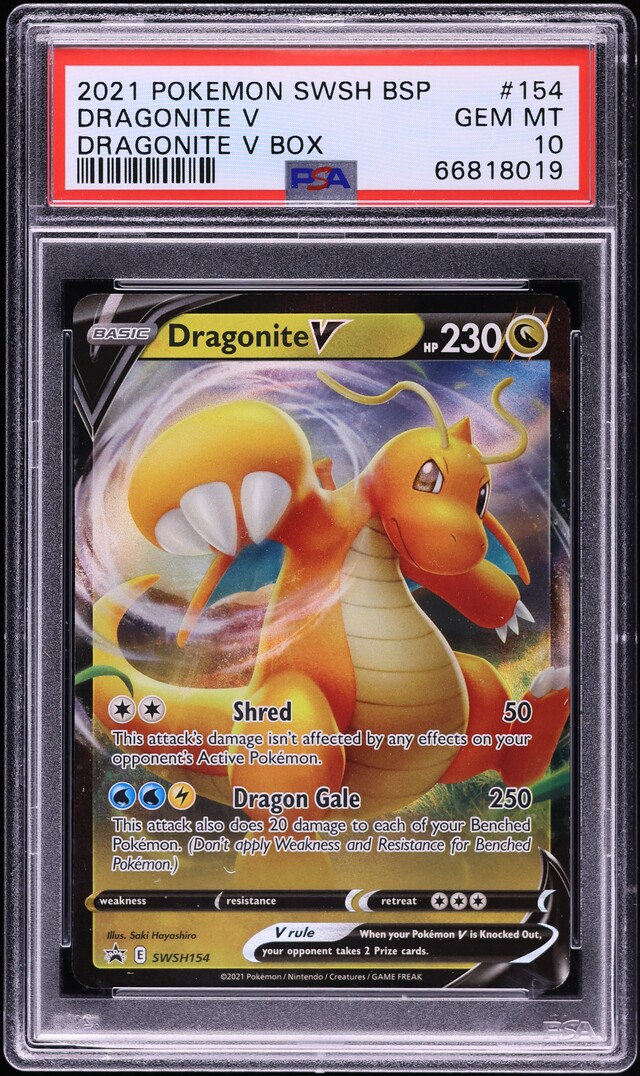 2021 Pokemon SWSH Black Star Promo Dragonite V Box Dragonite V #154 PSA 10 GEM MINT