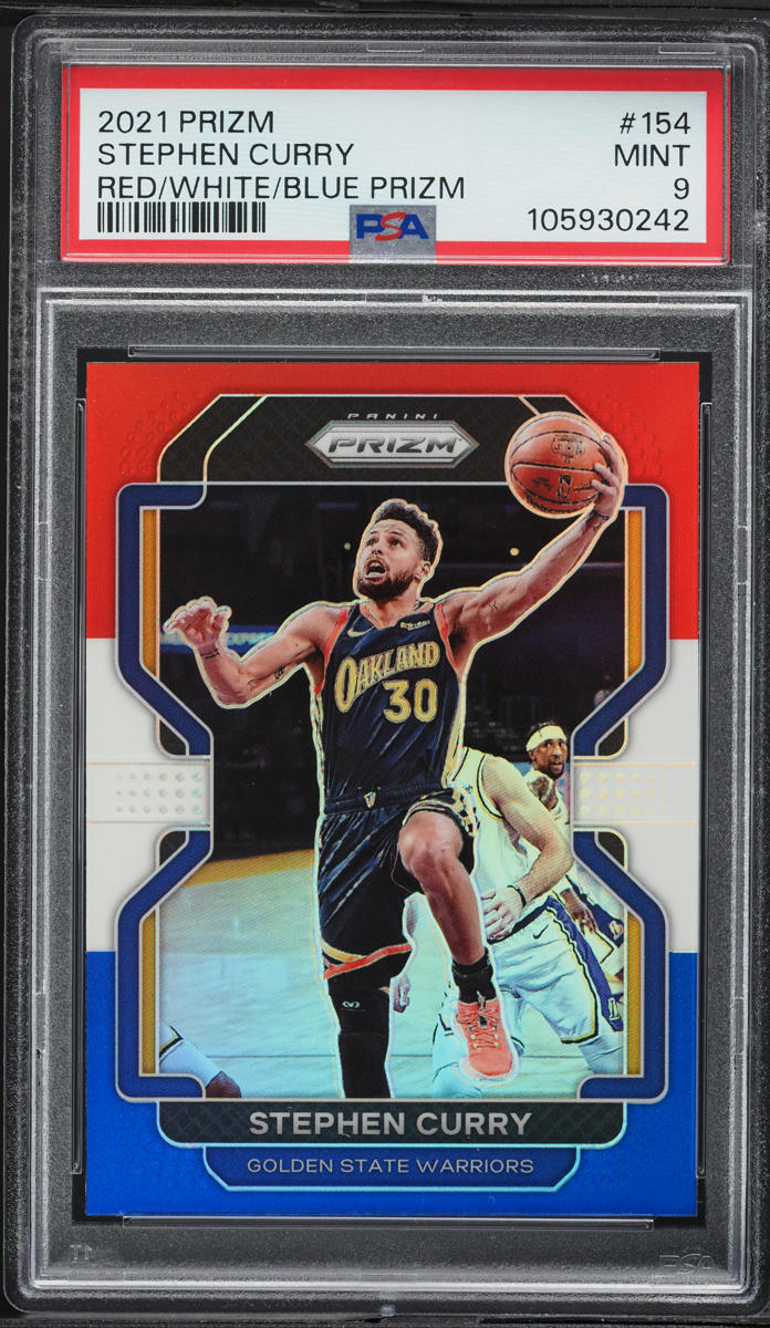 2021 Panini Prizm Red White Blue Stephen Curry #154 PSA 9 MINT