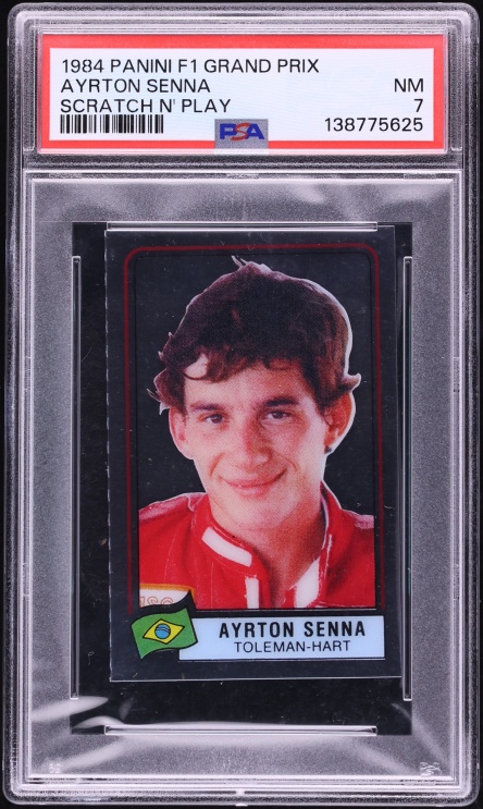 1984 Panini Formula 1 F1 Grand Prix Scratch N' Play Ayrton Senna ROOKIE PSA 7 NRMT