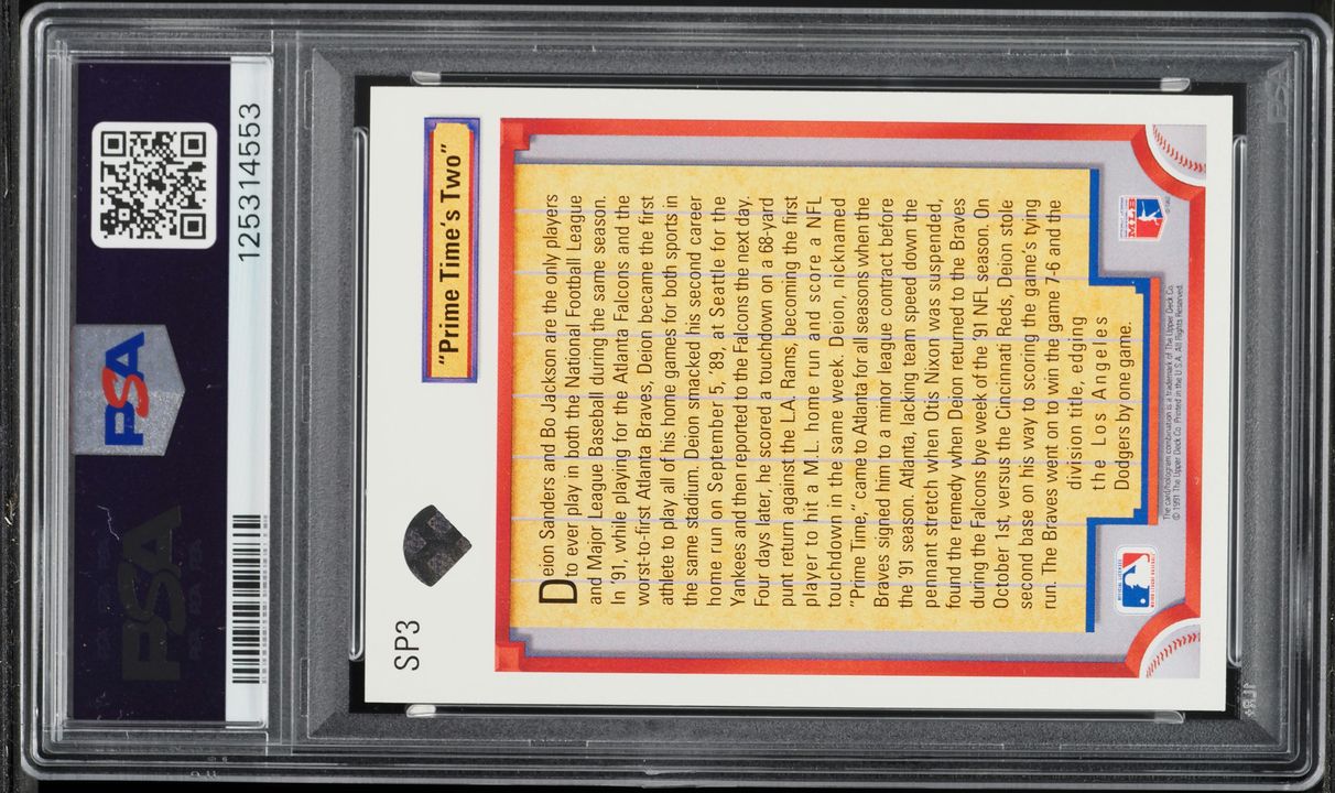 1992 Upper Deck Prime Time's Two Deion Sanders #SP3 PSA 8 NM-MT