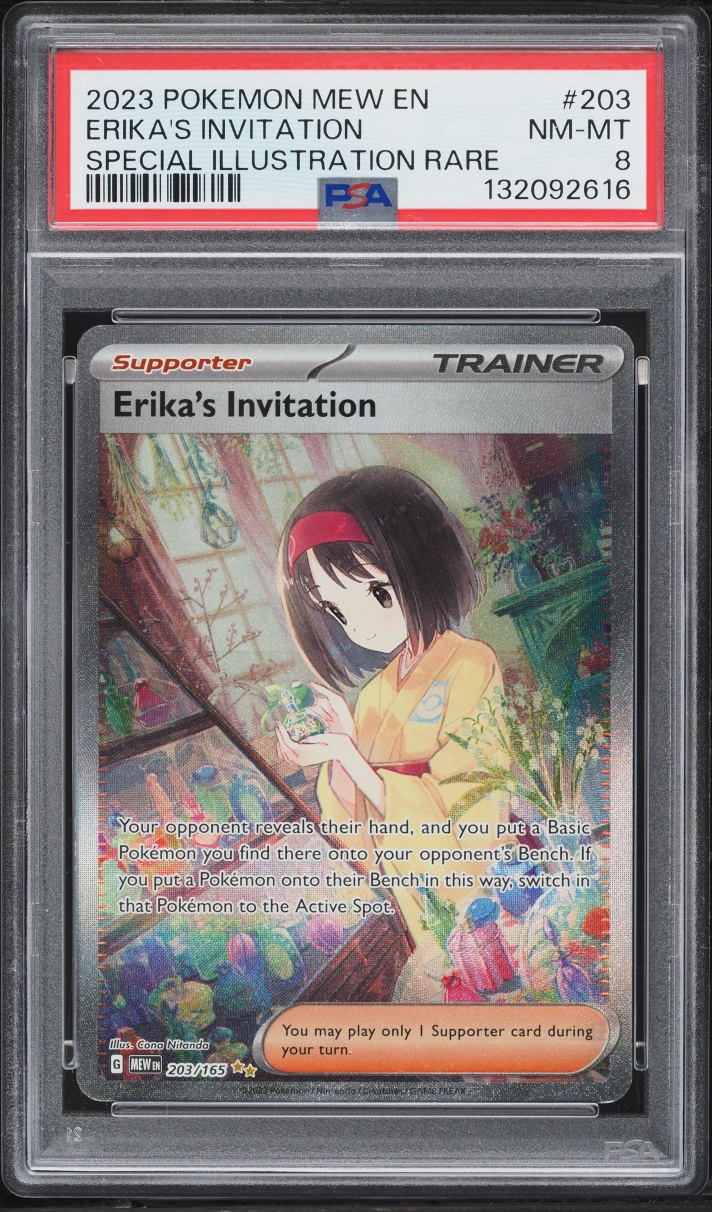 2023 Pokemon Scarlet & Violet 151 SIR Erika's Invitation #203 PSA 8 NM-MT