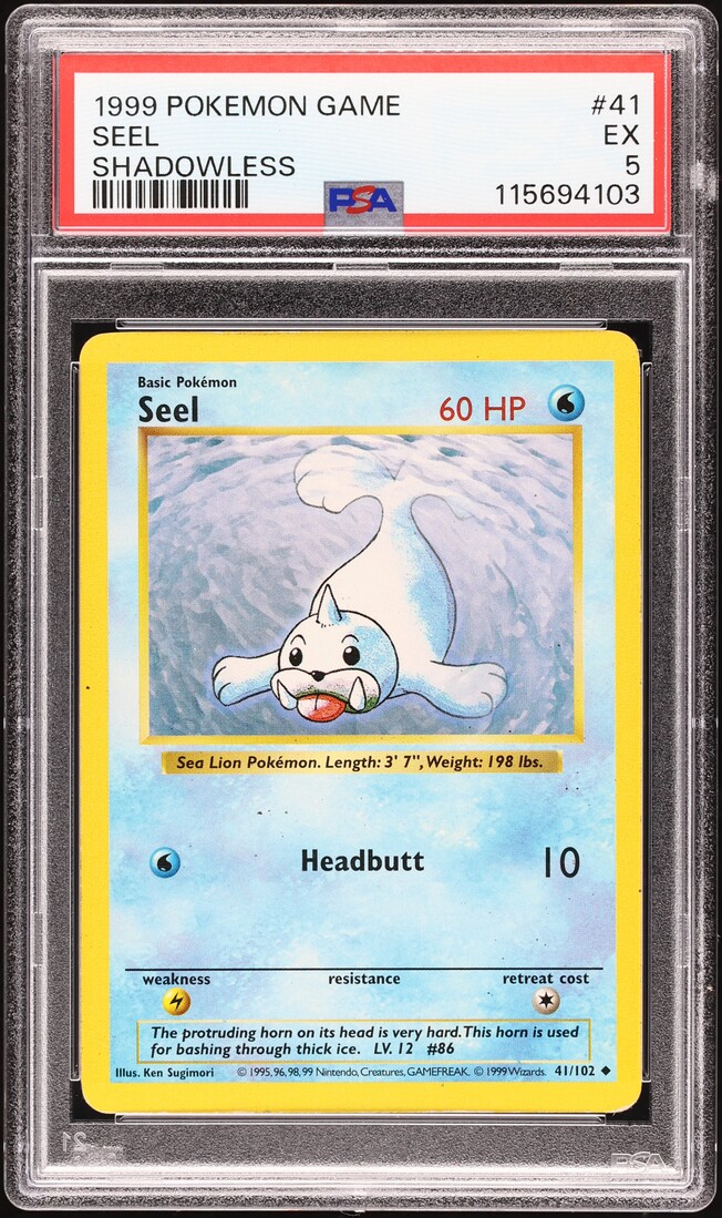 1999 Pokemon Base Set Shadowless Seel #41 PSA 5 EX