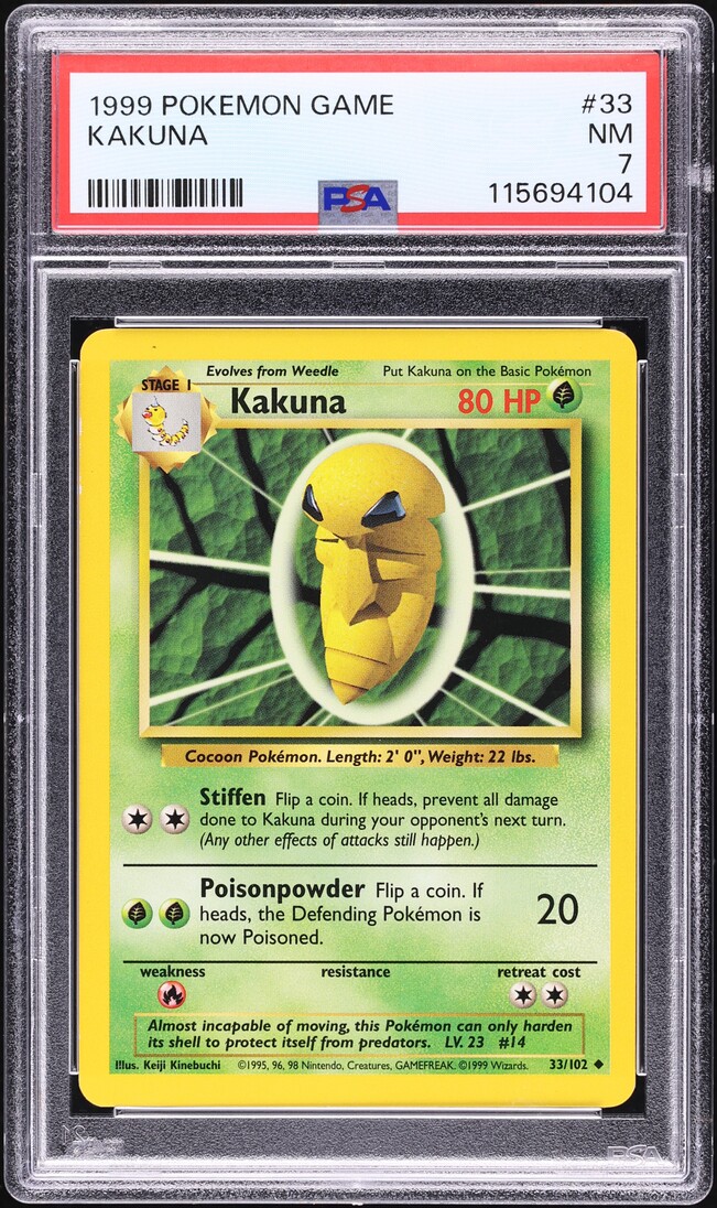 1999 Pokemon Base Set Kakuna #33 PSA 7 NRMT
