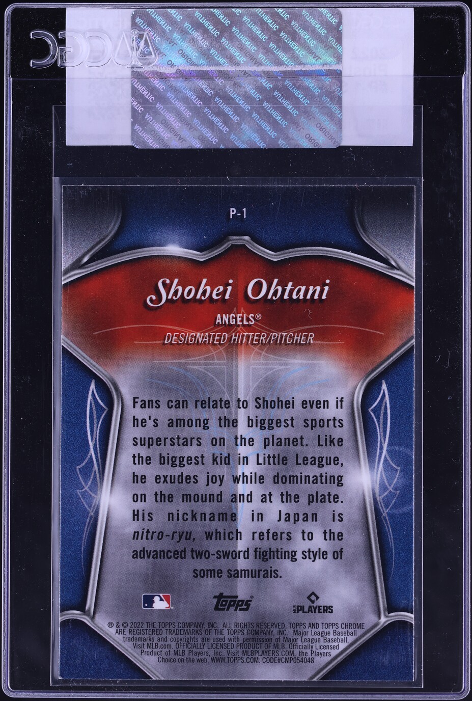 2022 Topps Chrome Pinstriped Shohei Ohtani #P-1 CGC AUTH