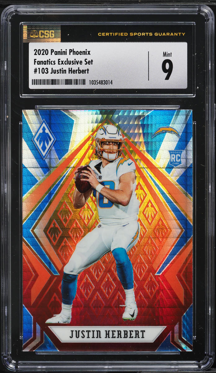 2020 Panini Phoenix Fire Burst Justin Herbert ROOKIE #103 CSG 9 MINT