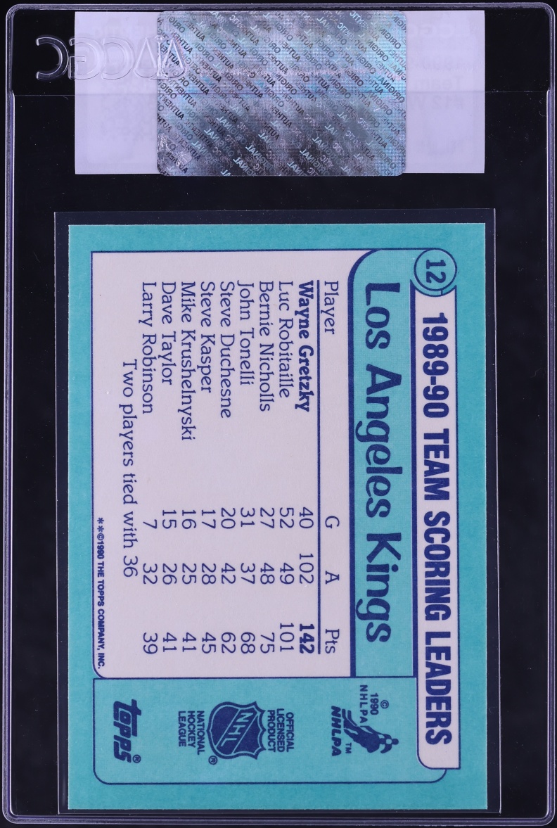 1990 Topps Team Scoring Leaders Wayne Gretzky #12 CGC AUTH