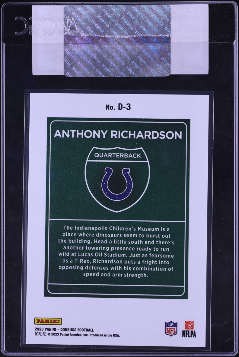 2023 Donruss Downtown Anthony Richardson ROOKIE #D-3 CGC AUTH