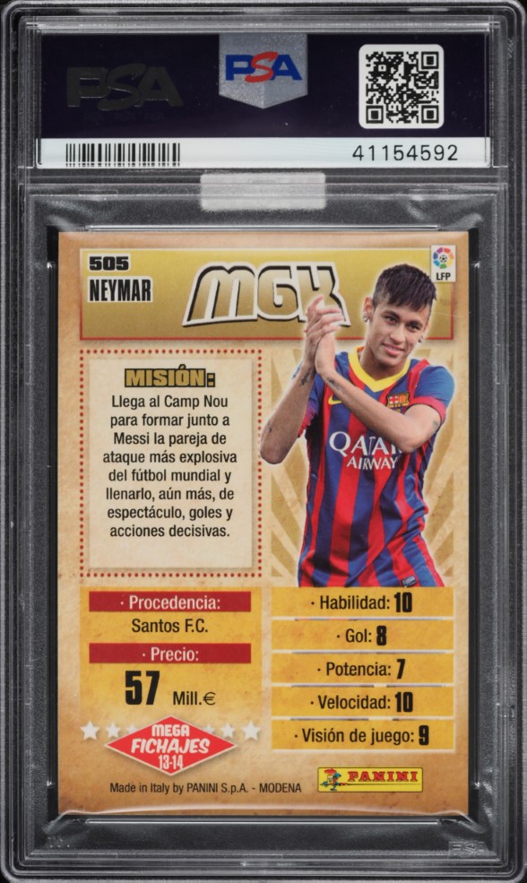 2013 Panini Megacracks Neymar #505 MBA PSA 10 GEM MINT