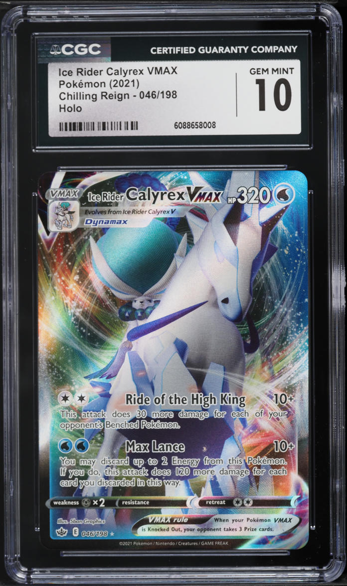 2021 Pokemon Sword & Shield Chilling Reign Full Art Ice Rider Calyrex VMAX #46 CGC 10 GEM MINT
