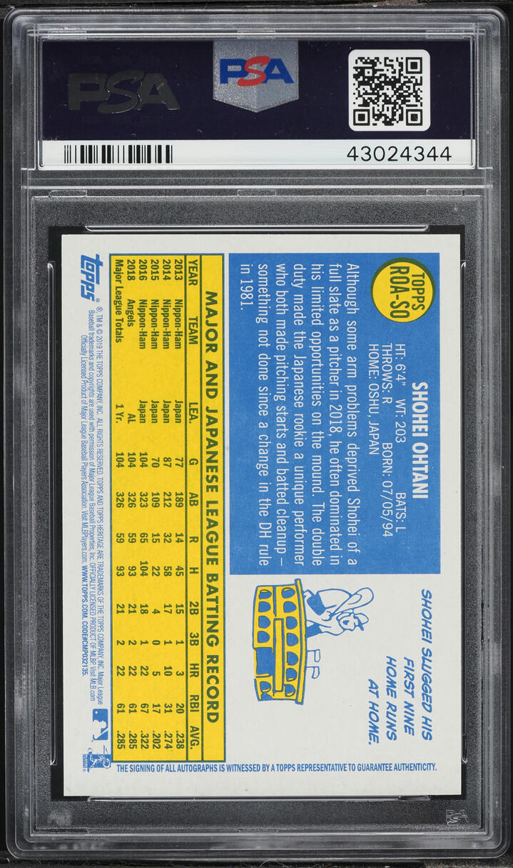 2019 Topps Heritage Real One Red Ink Shohei Ohtani AUTO /70 #ROA-SO PSA 10 GEM MINT