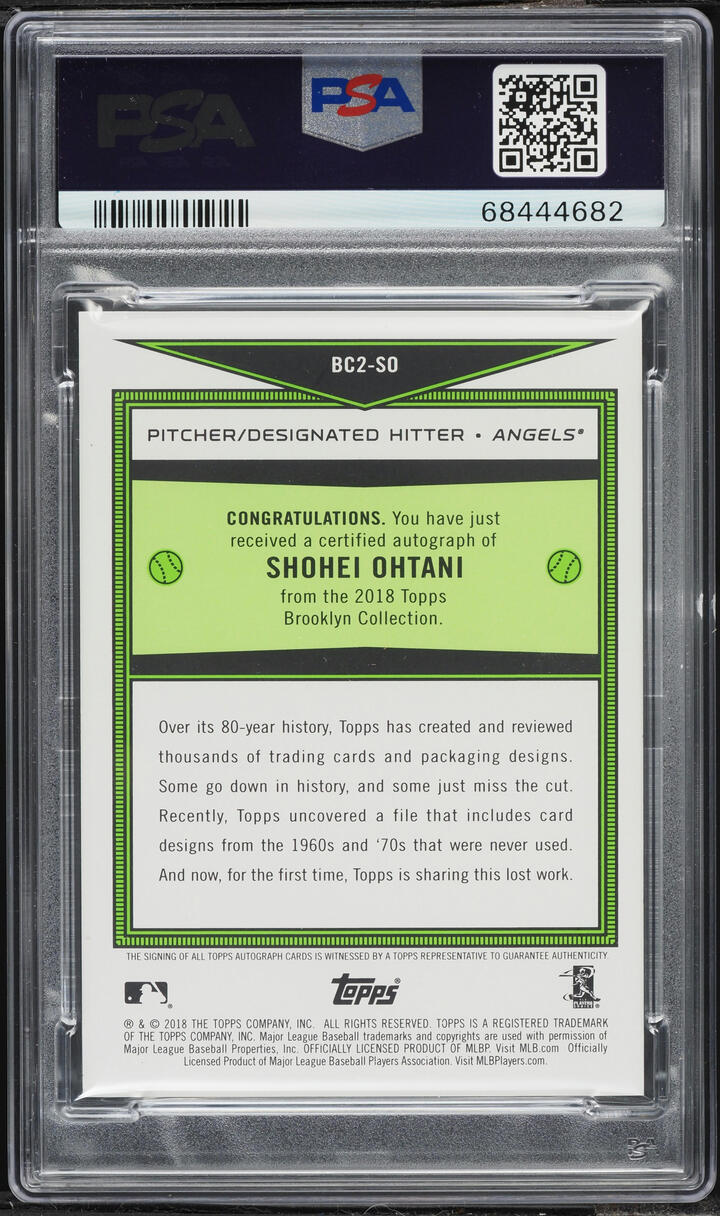 2018 Topps Brooklyn Collection Red Shohei Ohtani ROOKIE AUTO /15 #BC2-SO PSA 9 MINT