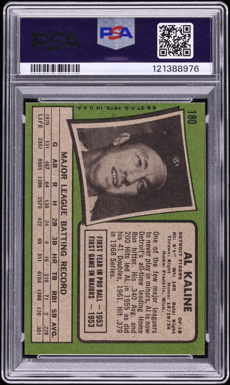 1971 Topps Al Kaline #180 PSA 7 NRMT