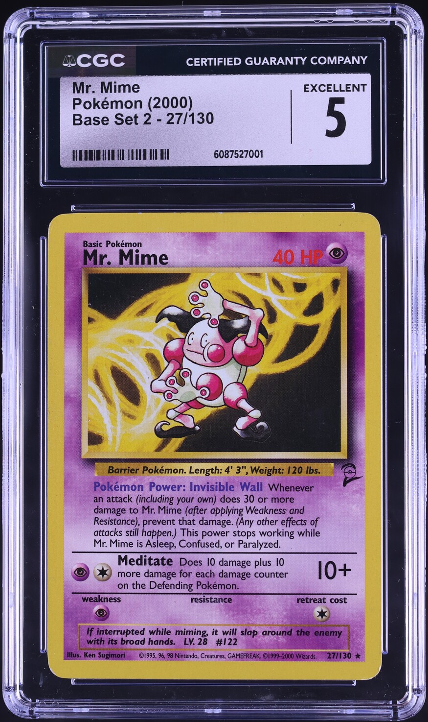 2000 Pokemon Base Set 2 Mr. Mime #27 CGC 5 EX