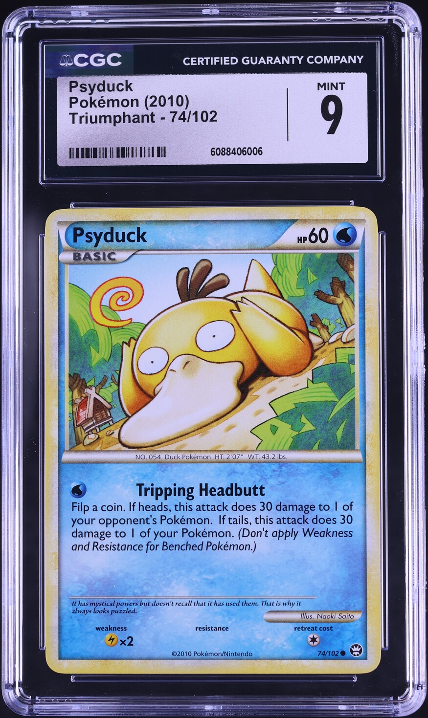 2010 Pokemon HeartGold & SoulSilver Triumphant Psyduck #74 CGC 9 MINT