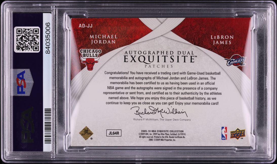 2009 Exquisite Collection Michael Jordan & LeBron James PATCH AUTO /23 PSA AUTH