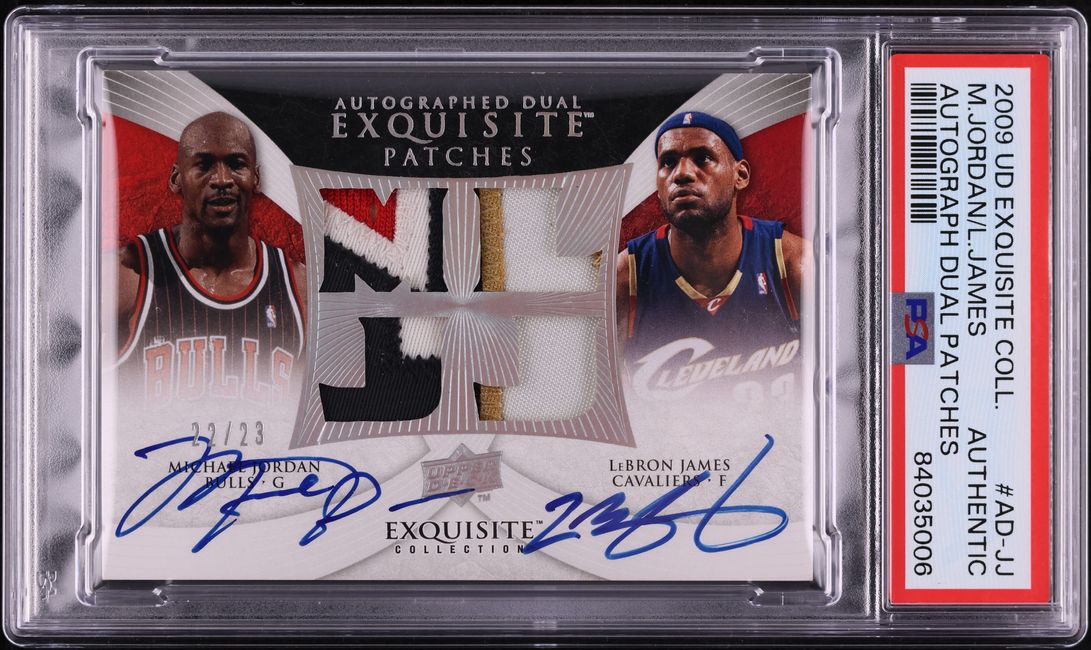 2009 Exquisite Collection Michael Jordan & LeBron James PATCH AUTO /23 PSA AUTH