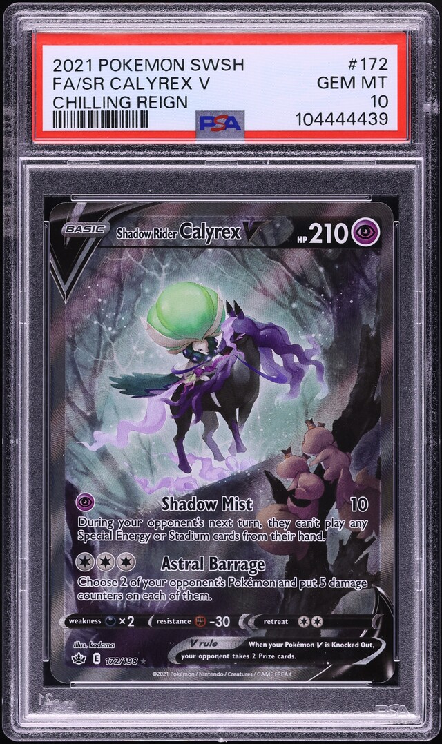 2021 Pokemon SWSH Chilling Reign Alt Art Shadow Rider Calyrex V #172 PSA 10 GEM