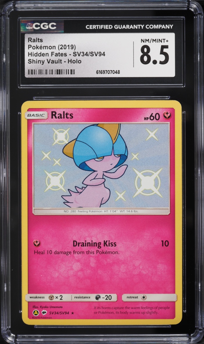 2019 Pokemon Sun & Moon Hidden Fates Vault Shiny Holo Ralts #SV34 CGC 8.5 NM-MT+