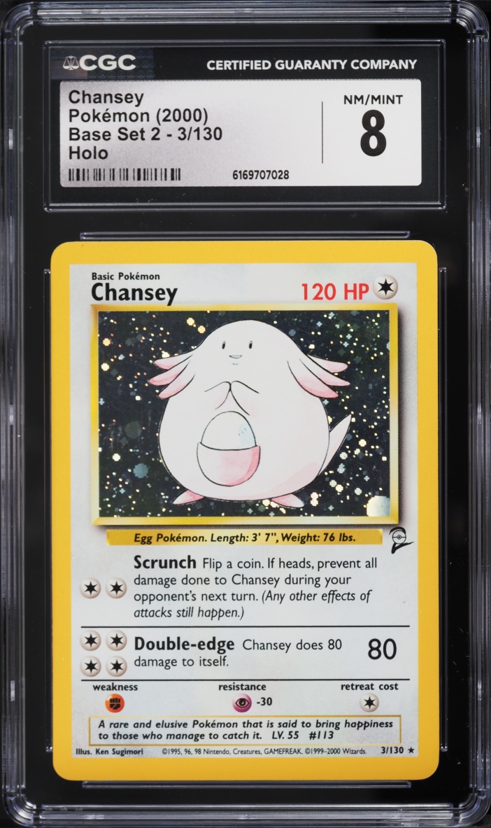 2000 Pokemon Base Set 2 Holo Chansey #3 CGC 8 NM-MT