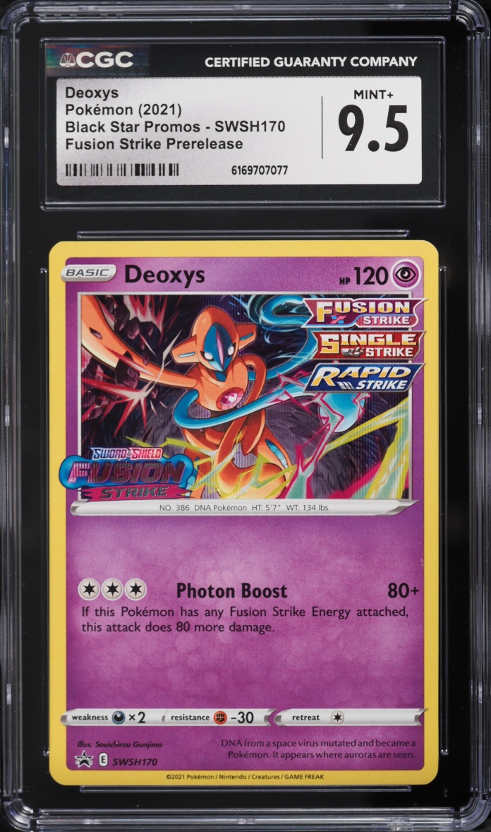 2021 Pokemon Sword & Shield Promo Fusion Strike Prerelease Deoxys #SWSH170 CGC 9.5 MINT+