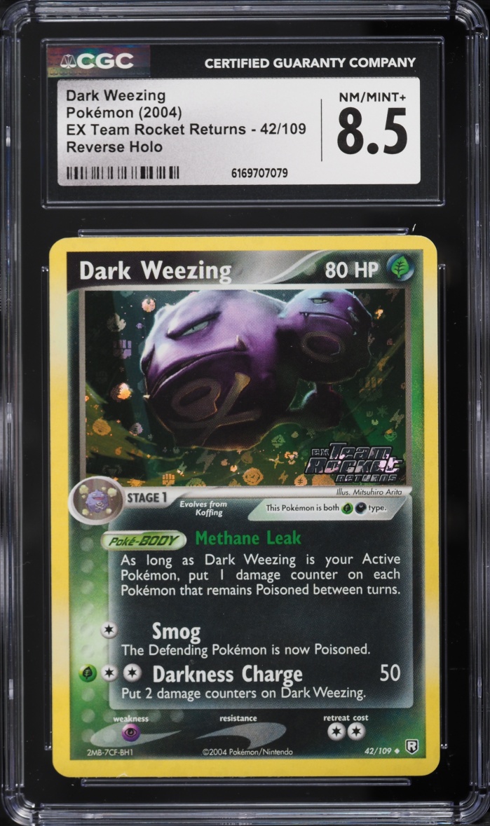 2004 Pokemon EX Team Rocket Returns Reverse Holo Dark Weezing #42 CGC 8.5 NM-MT+
