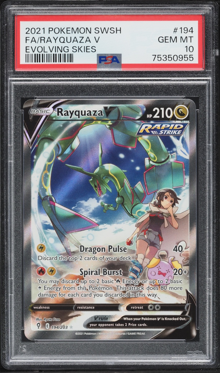 2021 Pokemon Sword & Shield Evolving Skies Full Art Rayquaza V #194 PSA 10 GEM MINT
